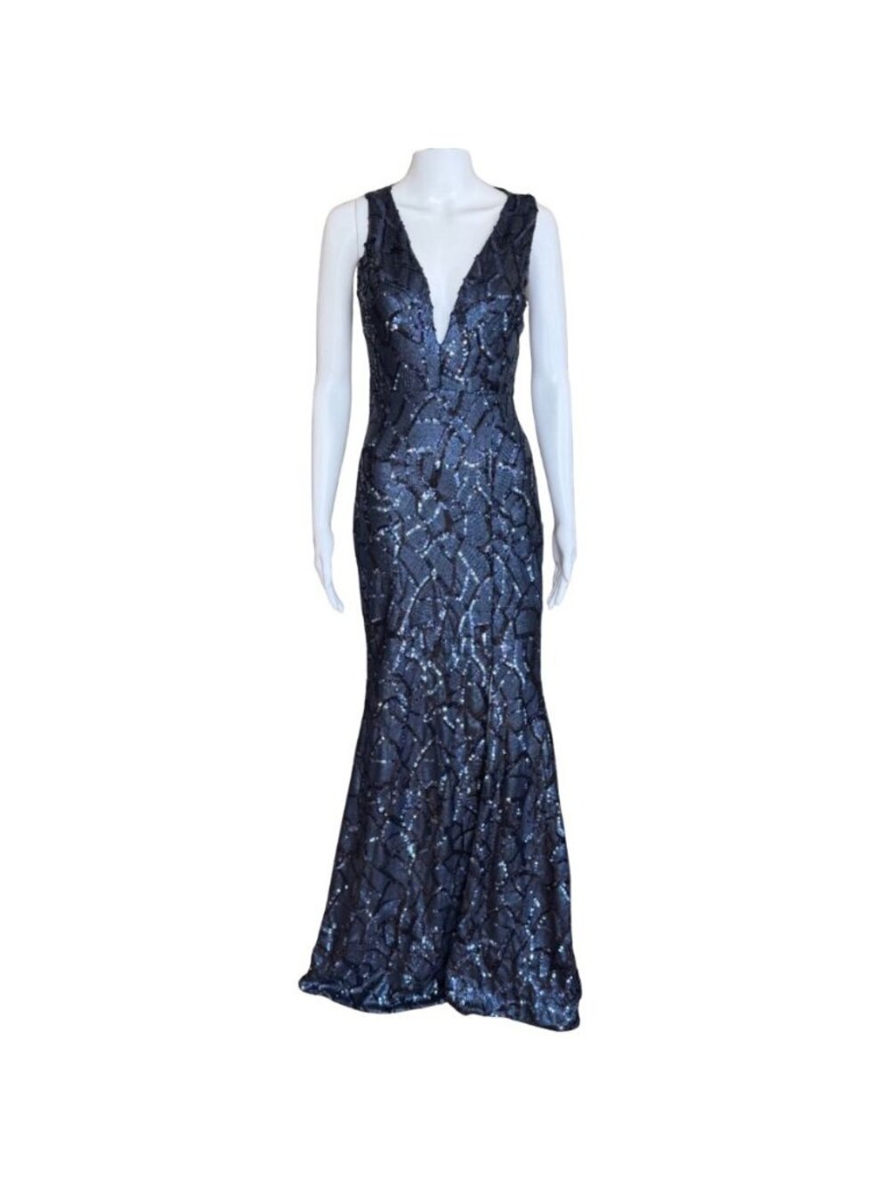 Spy Zone Exchange Sleeveless Sequin Gown Navy Midnight Blue Size Medium NWT